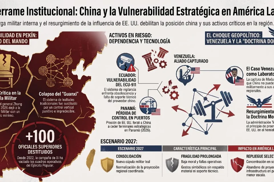 Infografía de síntesis: purga militar en Pekín, activos chinos en riesgo en América Latina y el choque geopolítico de la «Doctrina Donroe»