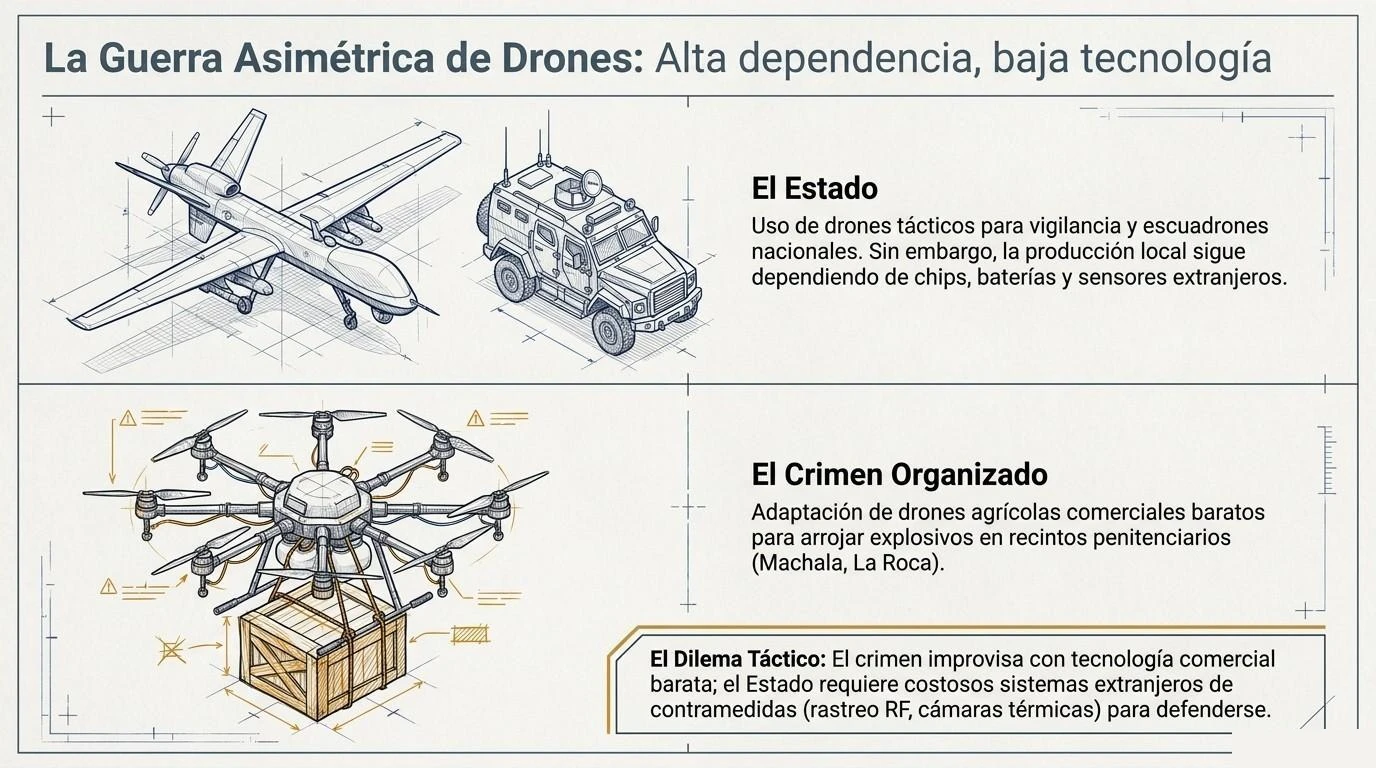 Figura 9. La guerra asimétrica de drones: alta dependencia, baja tecnología